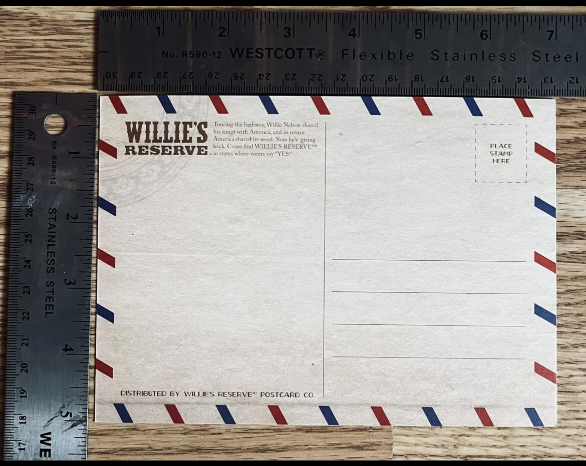 Willie&rsquo;s Reserve Cannabis Merchandise – *POSTCARDS*