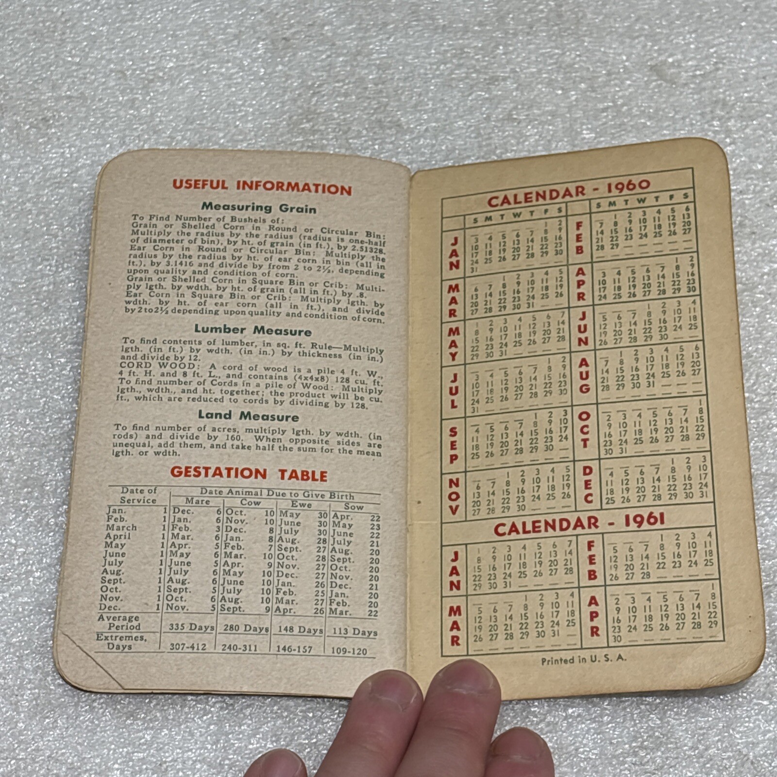 Armour Fertilizers Pocket Memo Book 1960/61 Calendar Nice Cover Unused