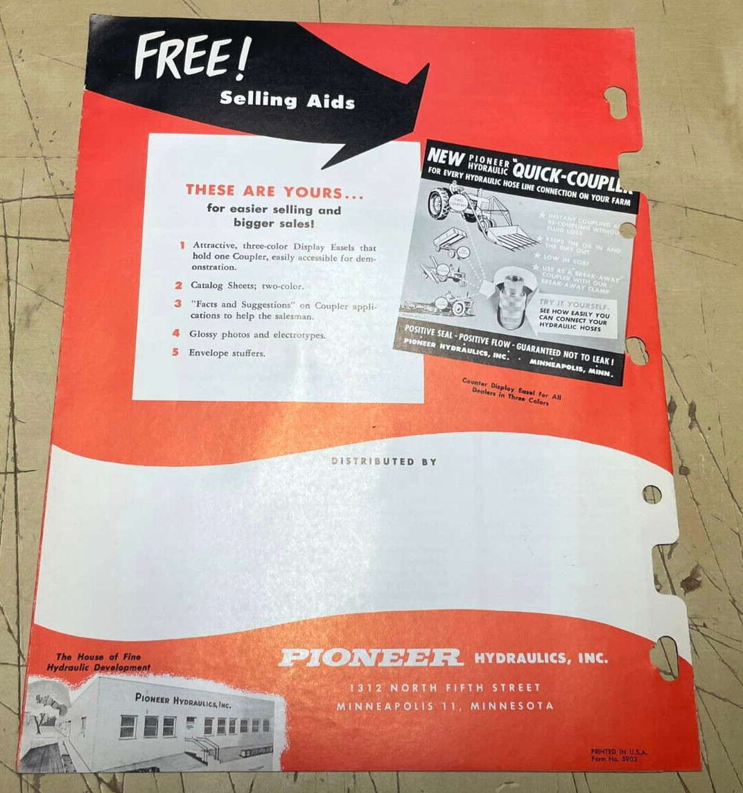 Vintage Original Pioneer Farm Equipment Hydraulics Couplers Catalog Brochure