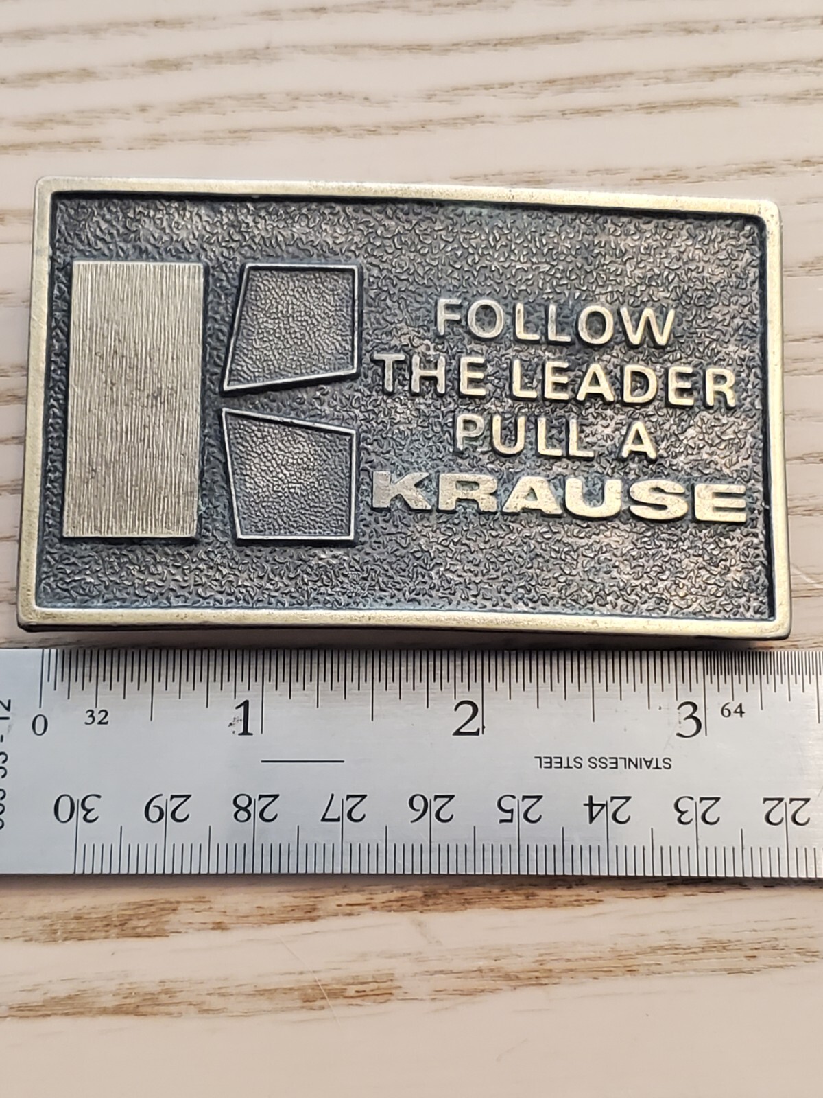 Krause Plow Corp Follow The Leader Pull A Krause Brass Belt Buckle Exclusive Edn