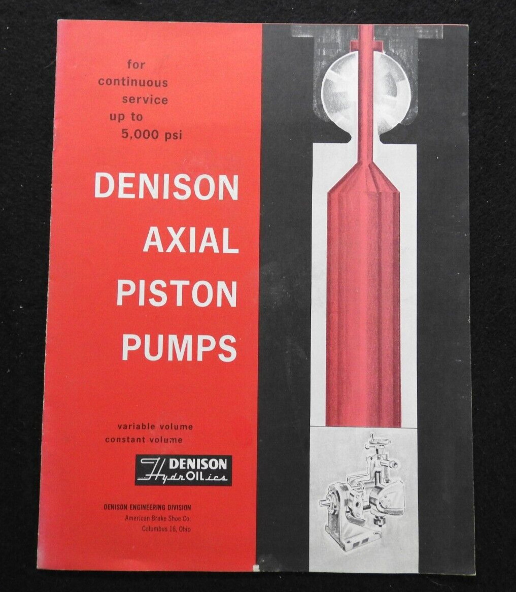 1950&rsquo;s Denison Axial Piston Hydraul Pumps Engineering Sales Brochure Columbus OH