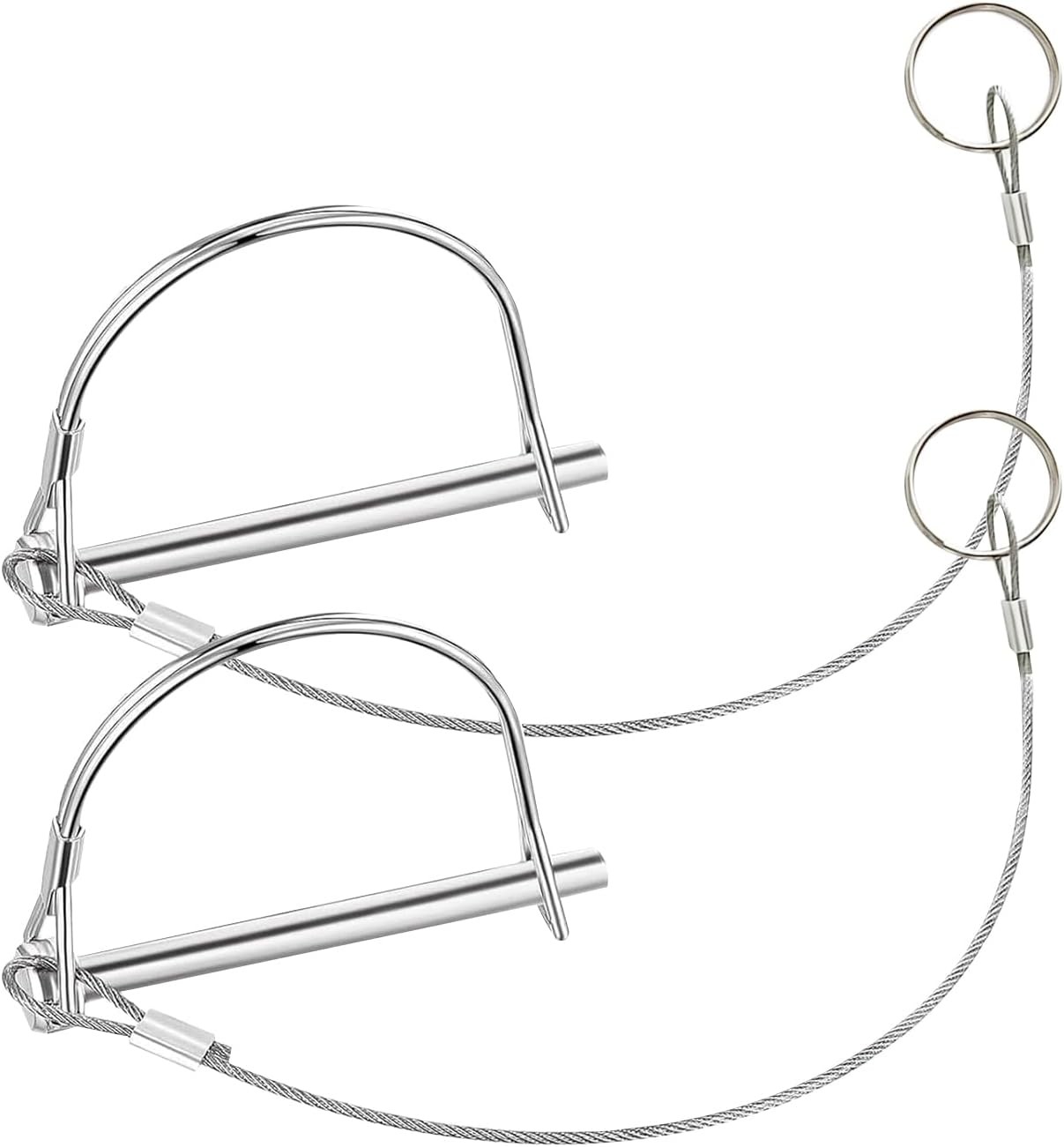2 Pack 1/4in Trailer Hitch Pin with Anti-Loss Cable – 4 Inch Long Coupler Safety