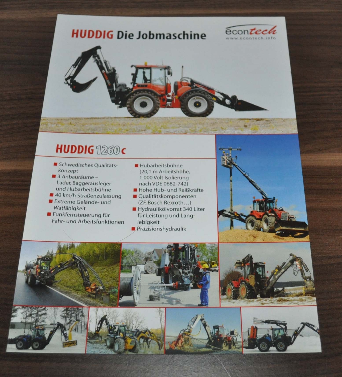 Econ Tech Huddig 1260 Traktor Tractor Brochure Prospekt