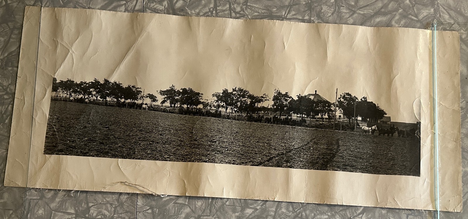 1910 EASTERN WASHINGTON NEAR SPOKANE UNKNOWN FARM SCENE PANORAMIC PHOTO