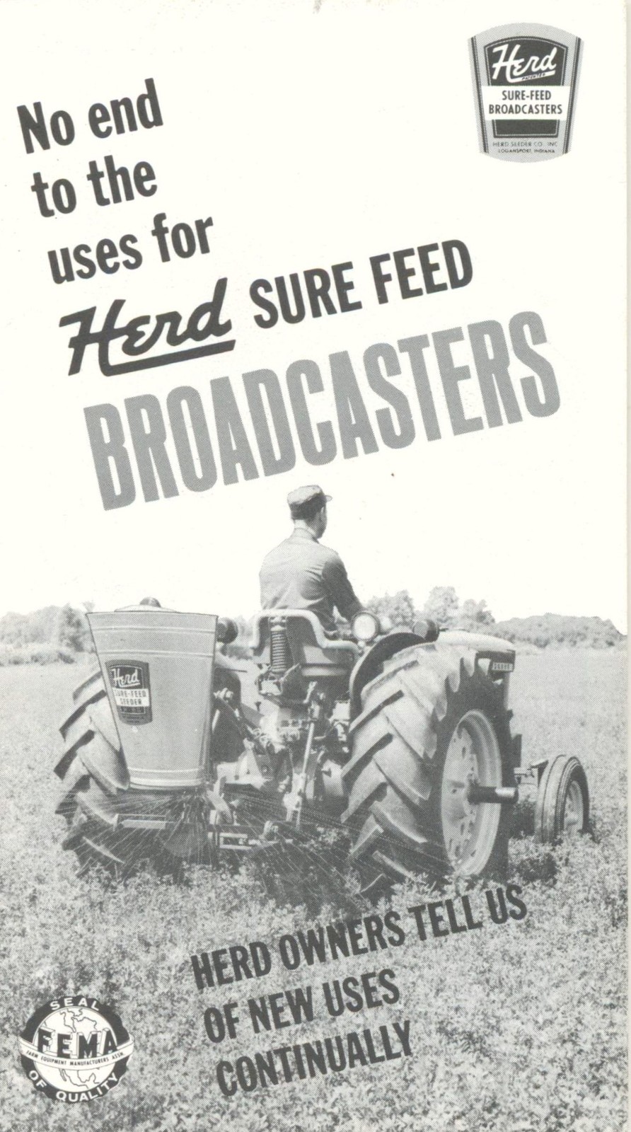 1965 Herd Sure Feed Farm Broadcaster Brochure Price List Dealer Farm Agriculture
