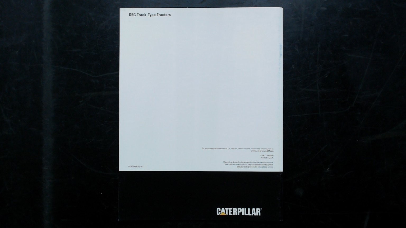 Caterpillar D5G Track-Type Tractors Brochure 2001 Agriculture