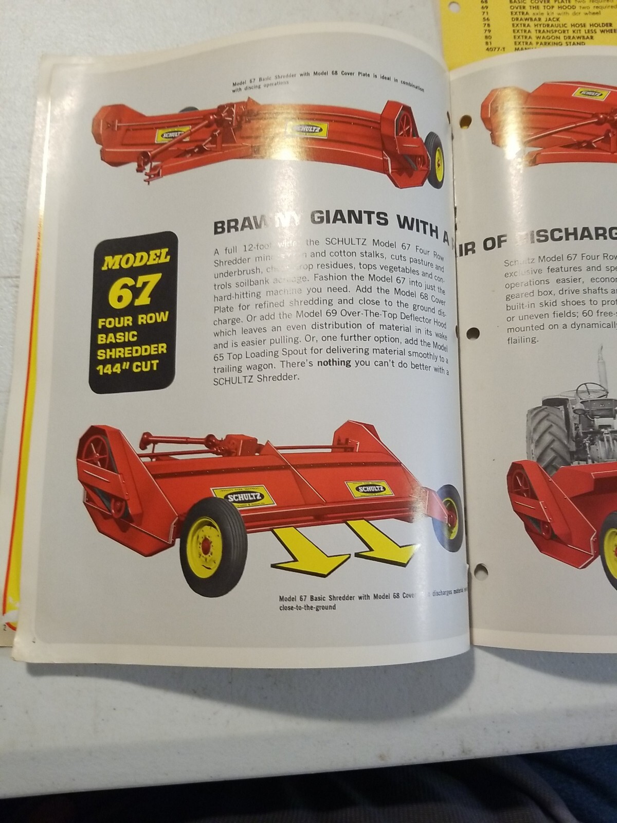 Vintage 1970 L.H. SCHULTZ Mfg Co GENERAL MANURE SHREDDER CHOPPER BROCHURE PRICES