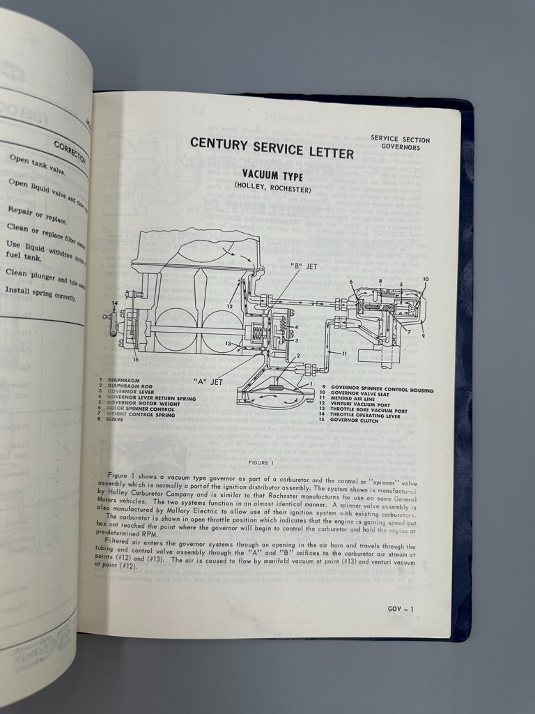 1970 Century LP Gas Carburetion ALLIS CHALMERS LIFT Ford Pinto Manual Catalog