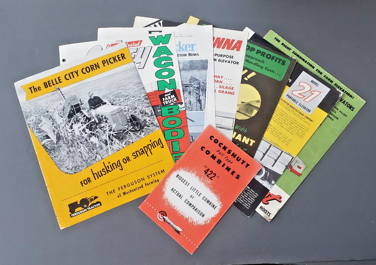 vtg LOT Farming Brochures Cockshutt Cobey Stan-hoist Owatonna Ferguson Tractor