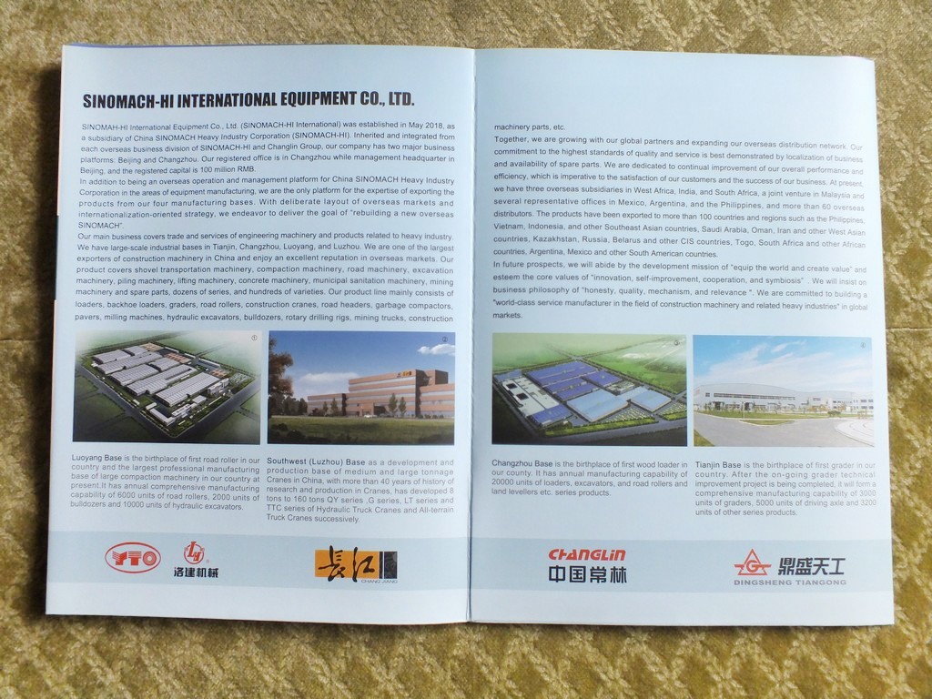 SINOMACH Truck Loader Excavator Graider Construction Equipment Brochure 2025