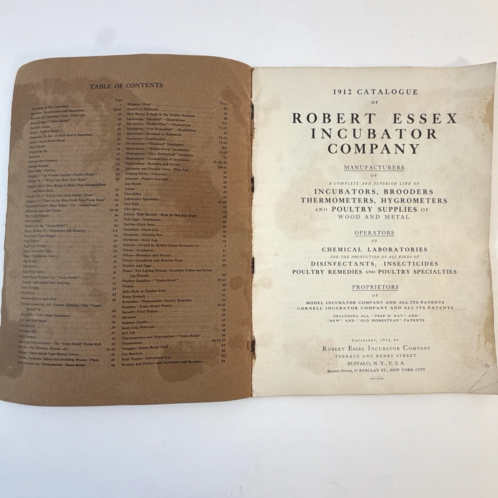Antique 1912 Robert Essex Poultry Incubator Co Trade Catalog w/ Company Letter