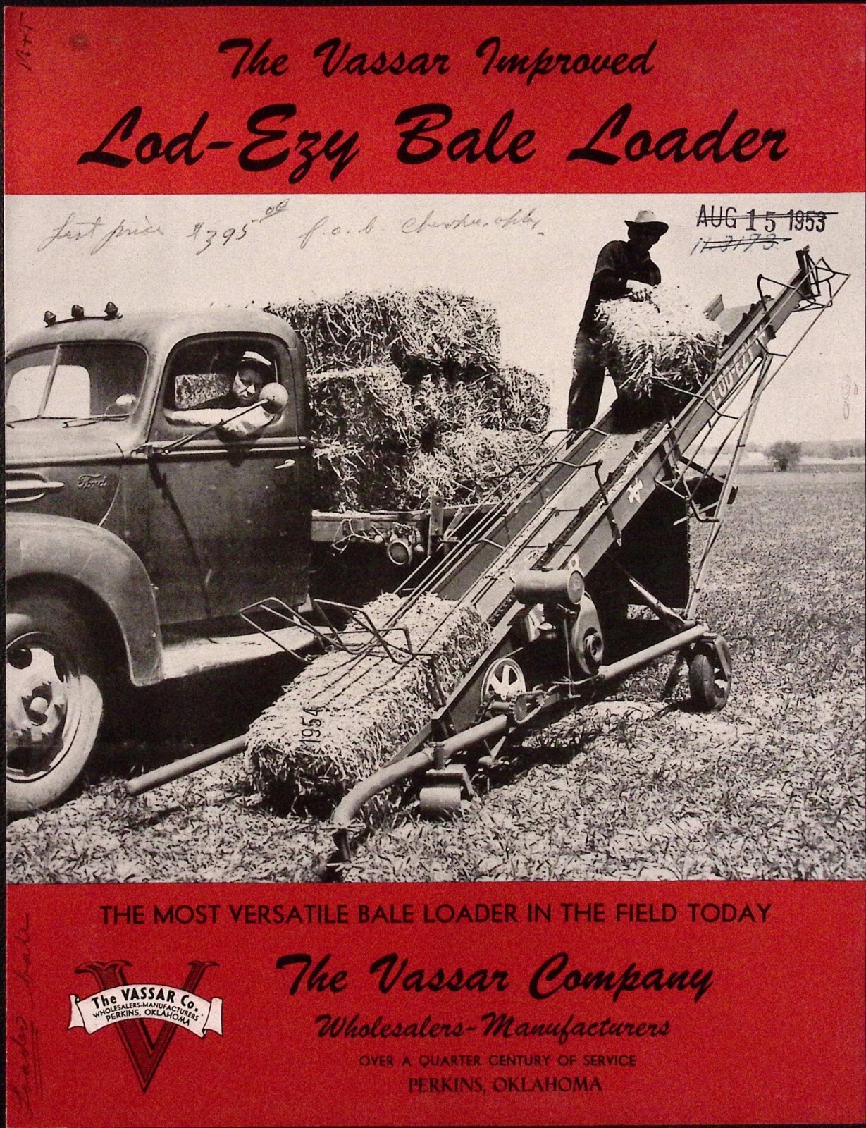 1953 Lod-Ezy Bale Loader The Vassar Co Perkins OK Dealer Brochure