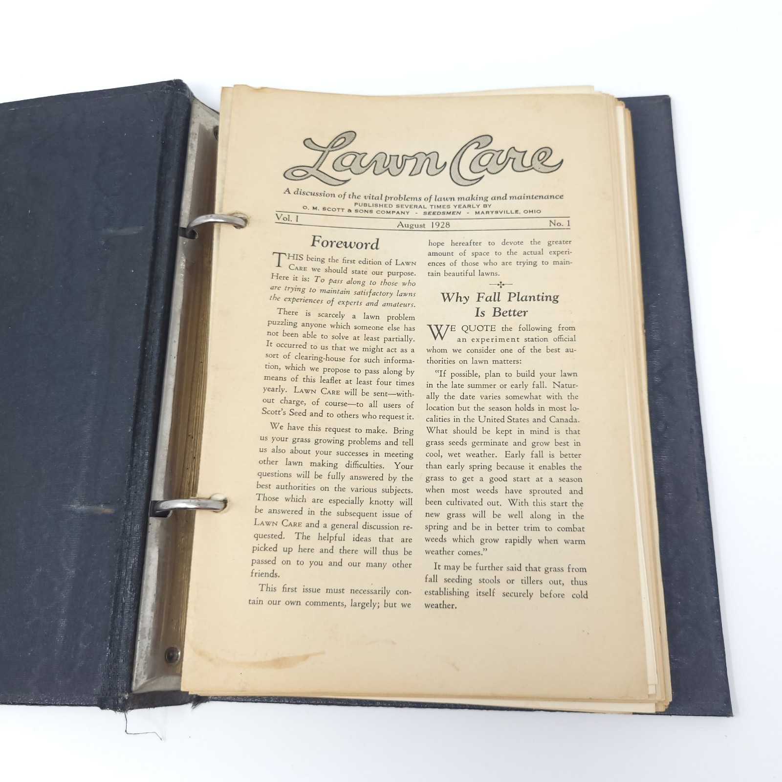 Vtg Scotts Lawn Care Binder 1928 Bulletin Inserts O M Scott & Sons Co