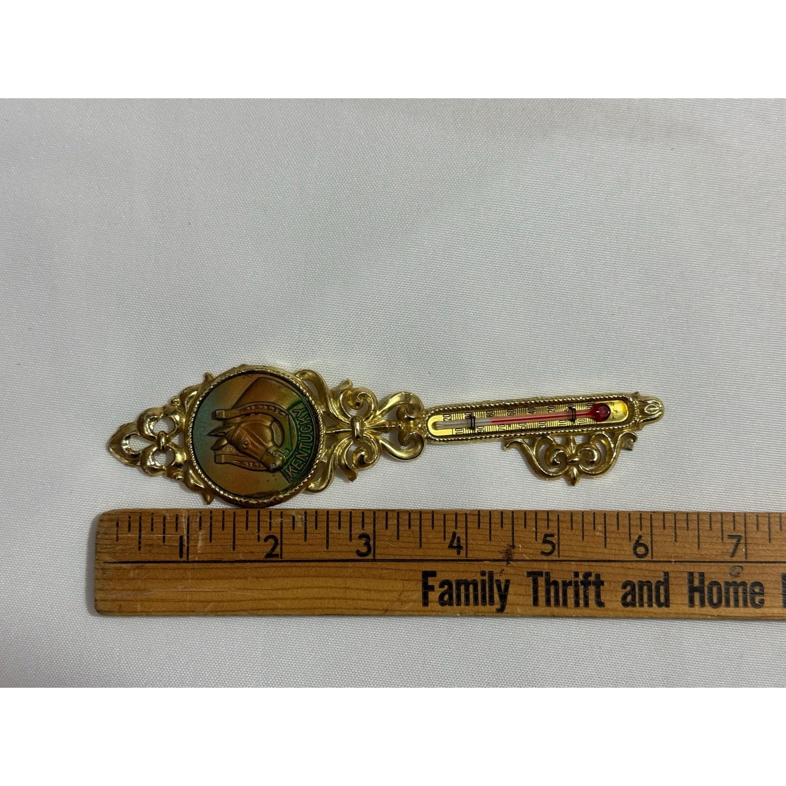 VTG KENTUCKY Key Shaped Wall Thermometer Souvenir Wood 6&prime;