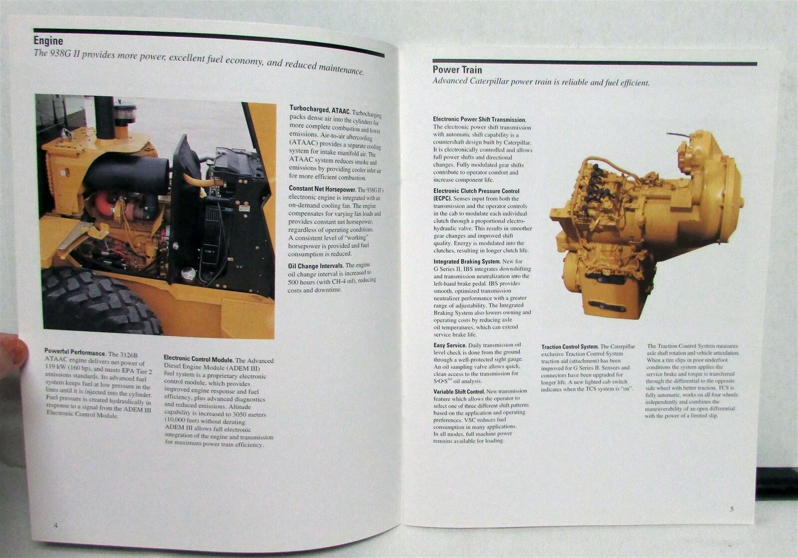 2003 Caterpillar 938G Series II Wheel Loader Specs Construction Sales Brochure
