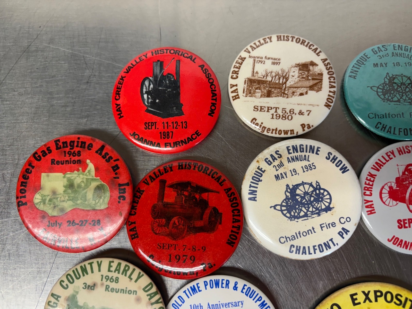 Collection Of Vintage Tractor & Steam Engine Show Pins Steam O Rama Hay Creek