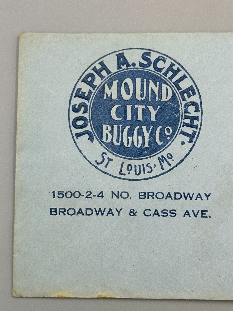 1911 MOUND CITY BUGGY Co Schlect AUTOMOBILES Postal Cover Farm Advertise Letter