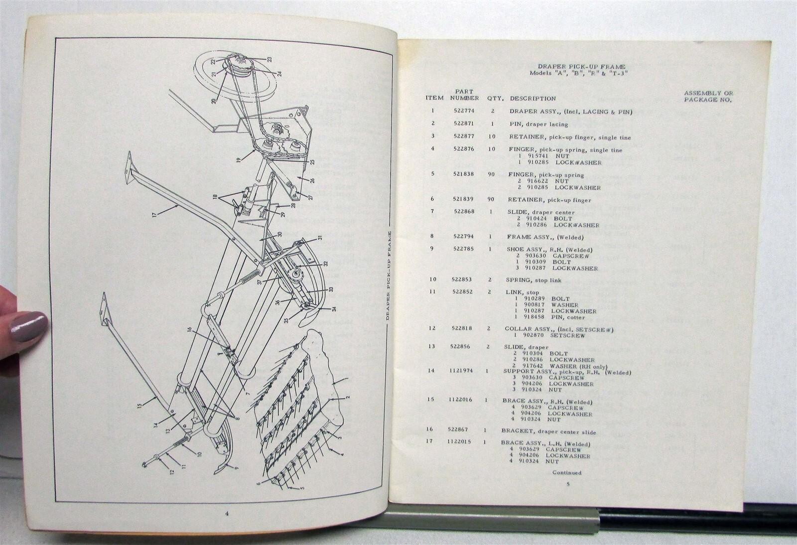 1958 Allis Chalmers Attachment Gleaner Baldwin Combine Spec Dealer Parts Catalog