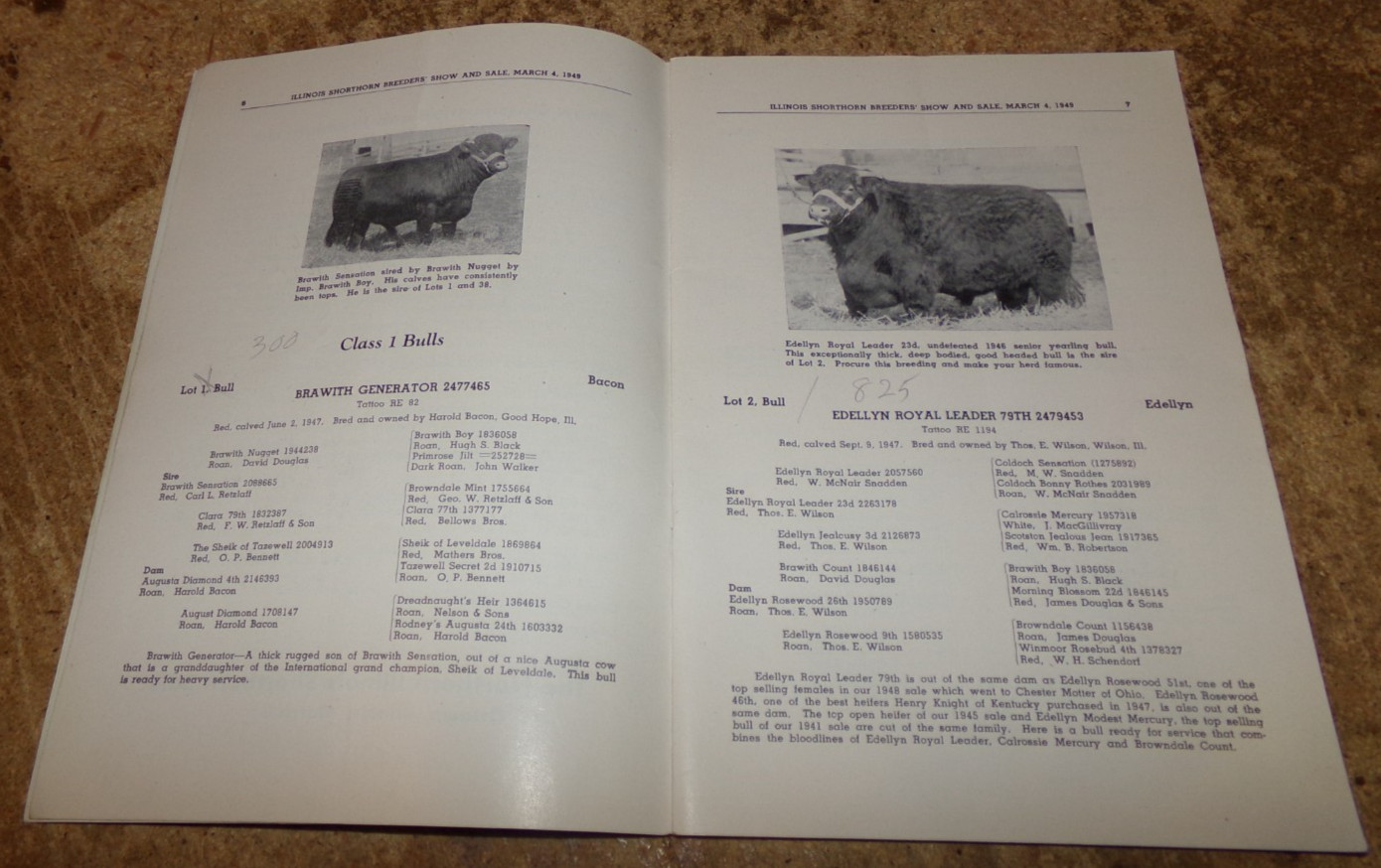 1949 march IL. state normal, il. shorthorn cattle sale booklet good used