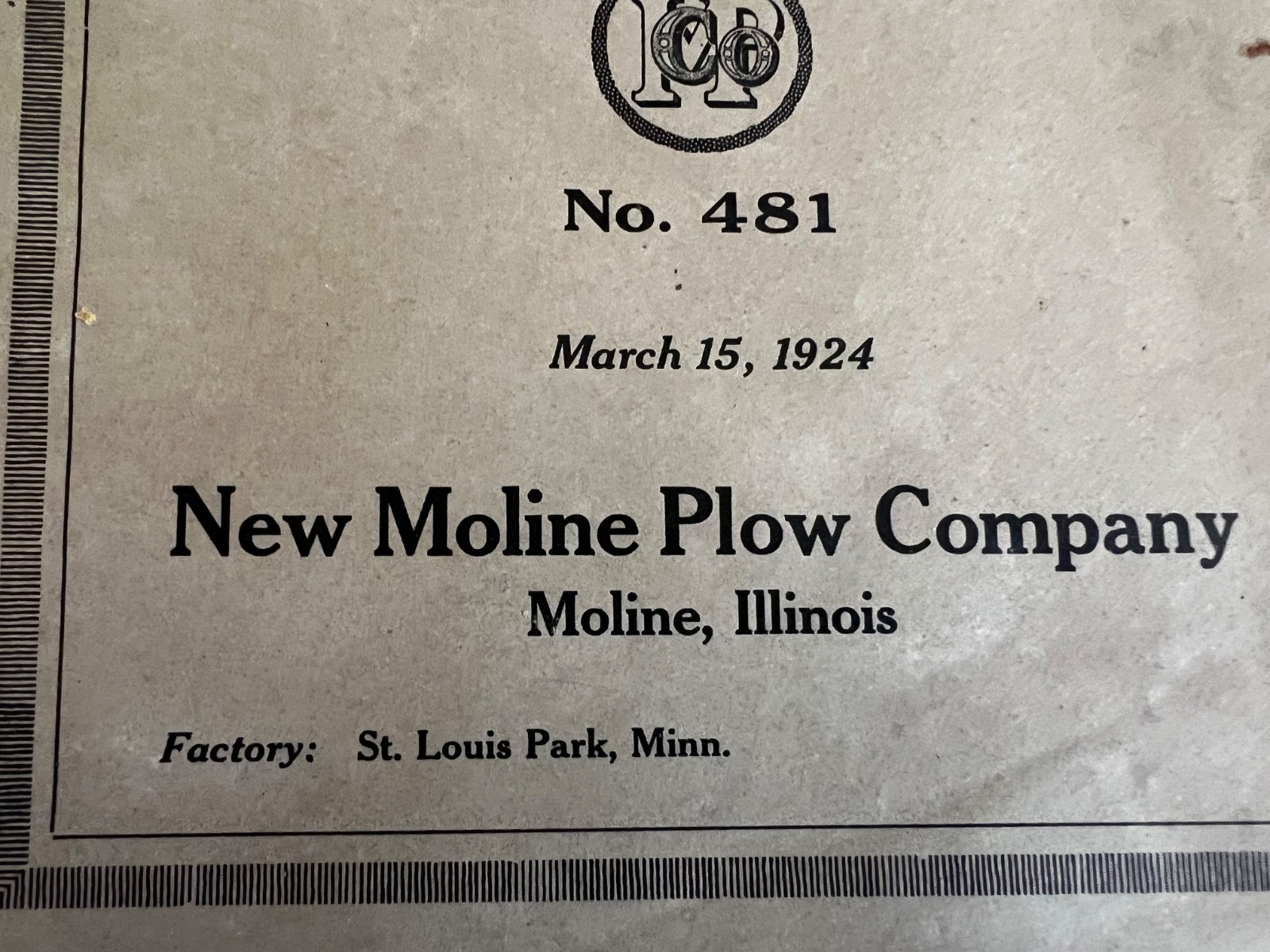 1924 Moline Repair Parts Catalog New Moline Plow Company Moline, Illinois