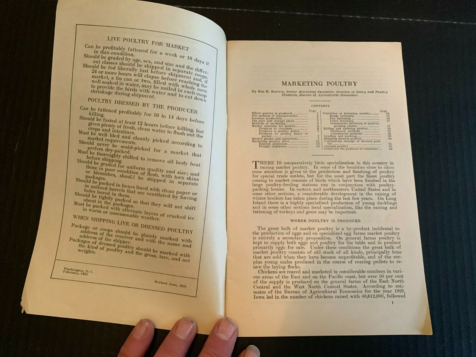 1931 US Department Of Agriculture Farmers bulletin 1377 Marketing Poultry