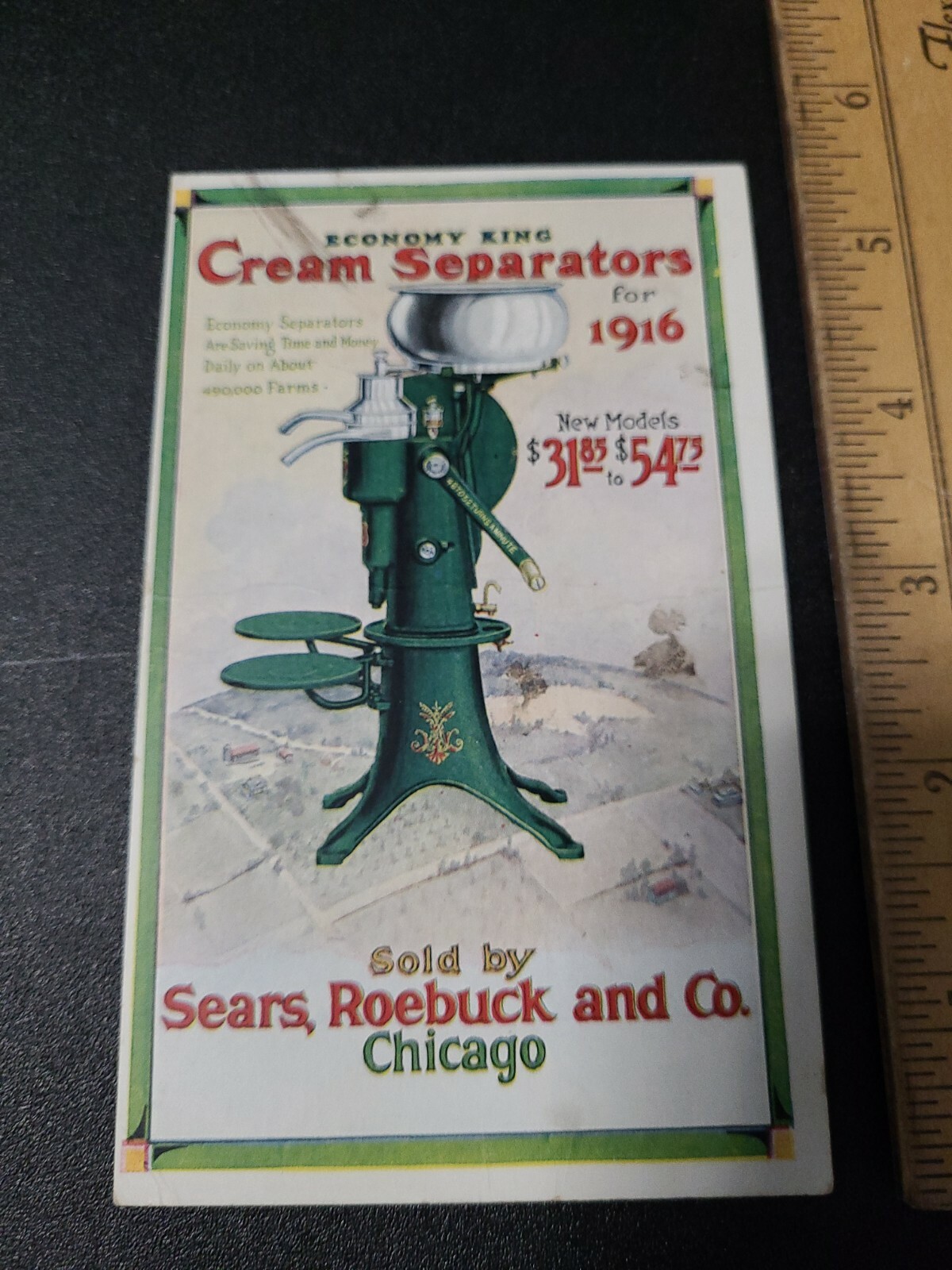 Rare 1912 Economy King Cream Separator Sears Roebuck Postcard