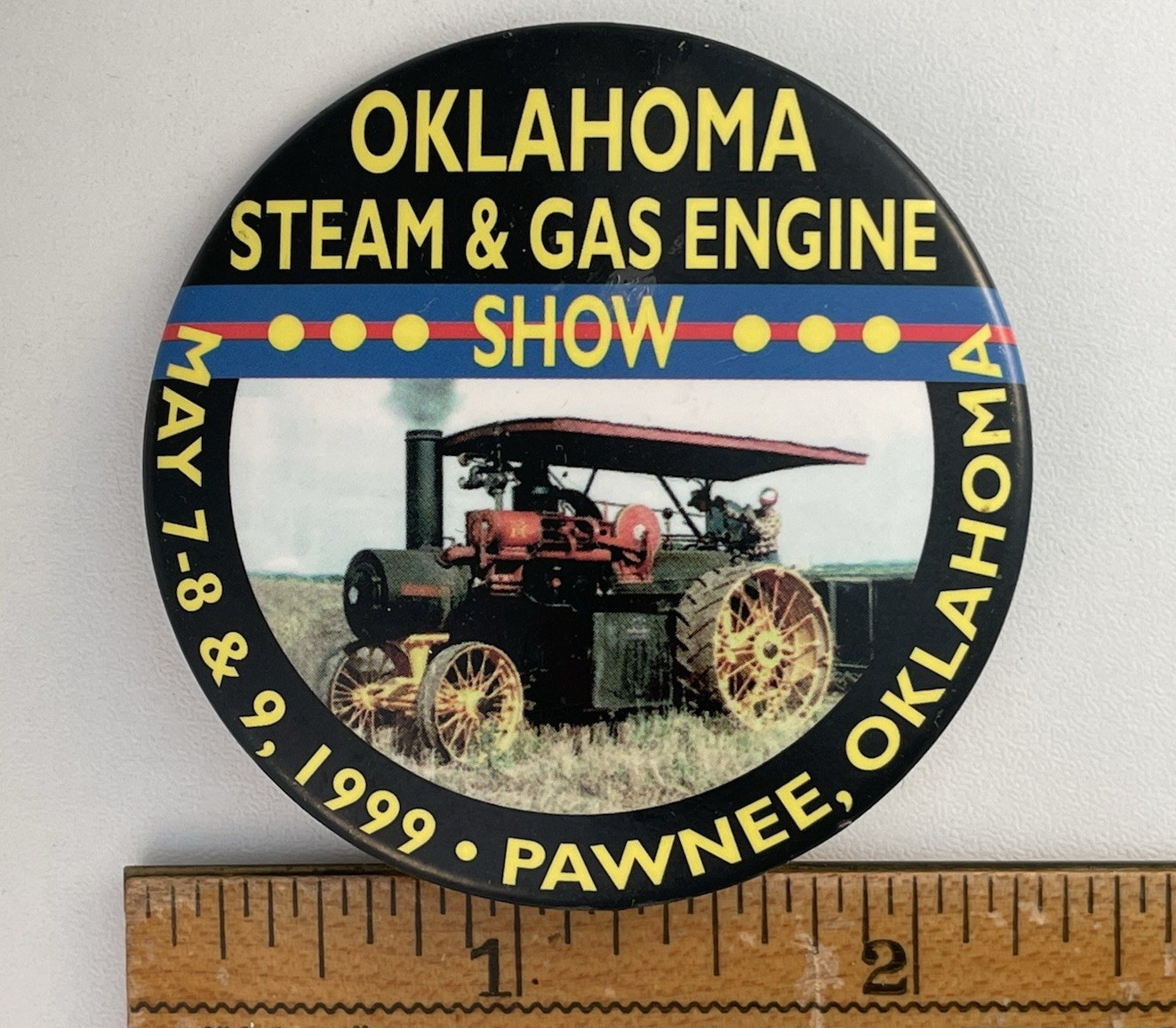 Pinback Advertising Button: Oklahoma Steam & Gas Engine Show 1999