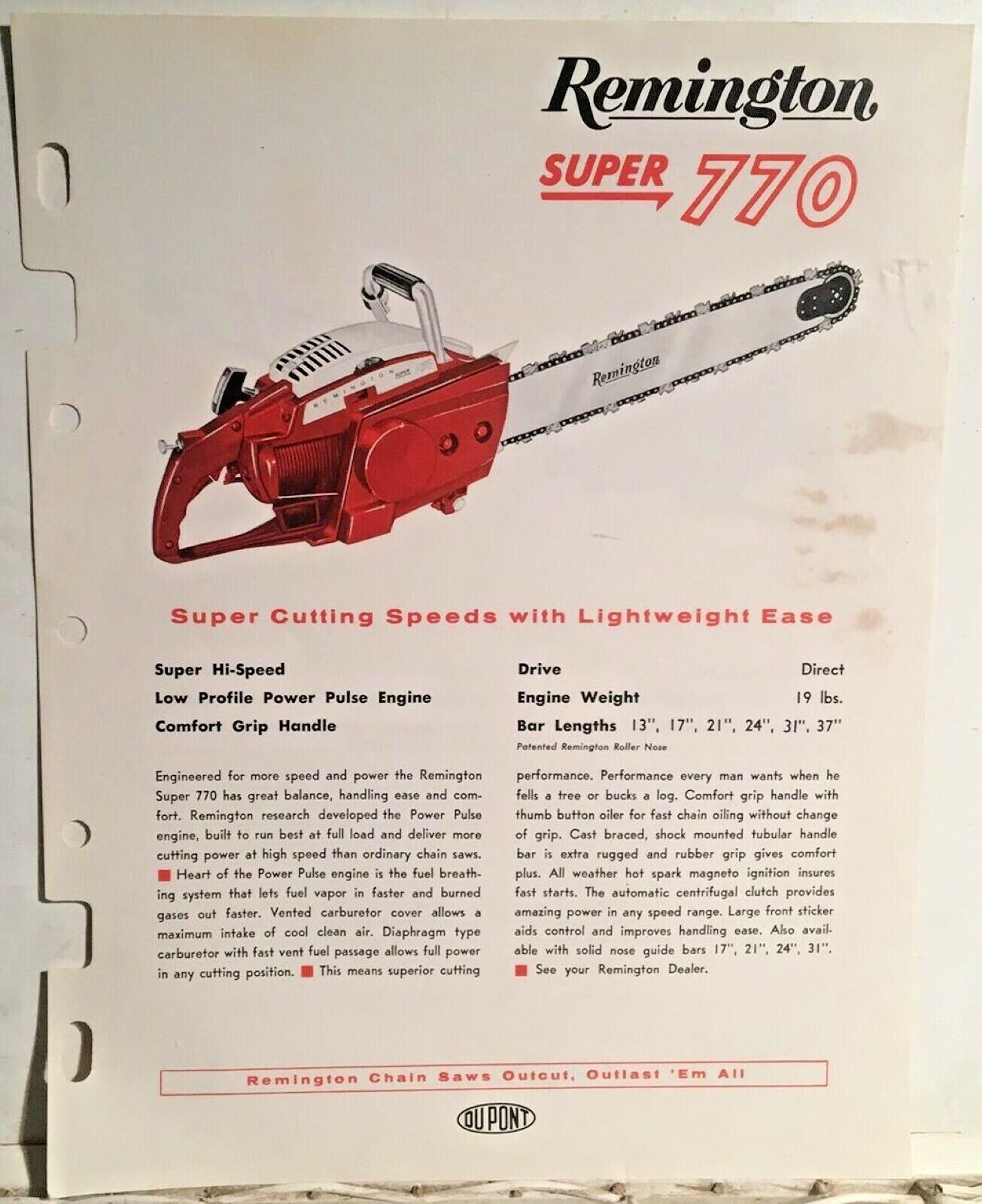 Remington Chain Saw Super 770 & Super 770 G Sales Flyer 1971