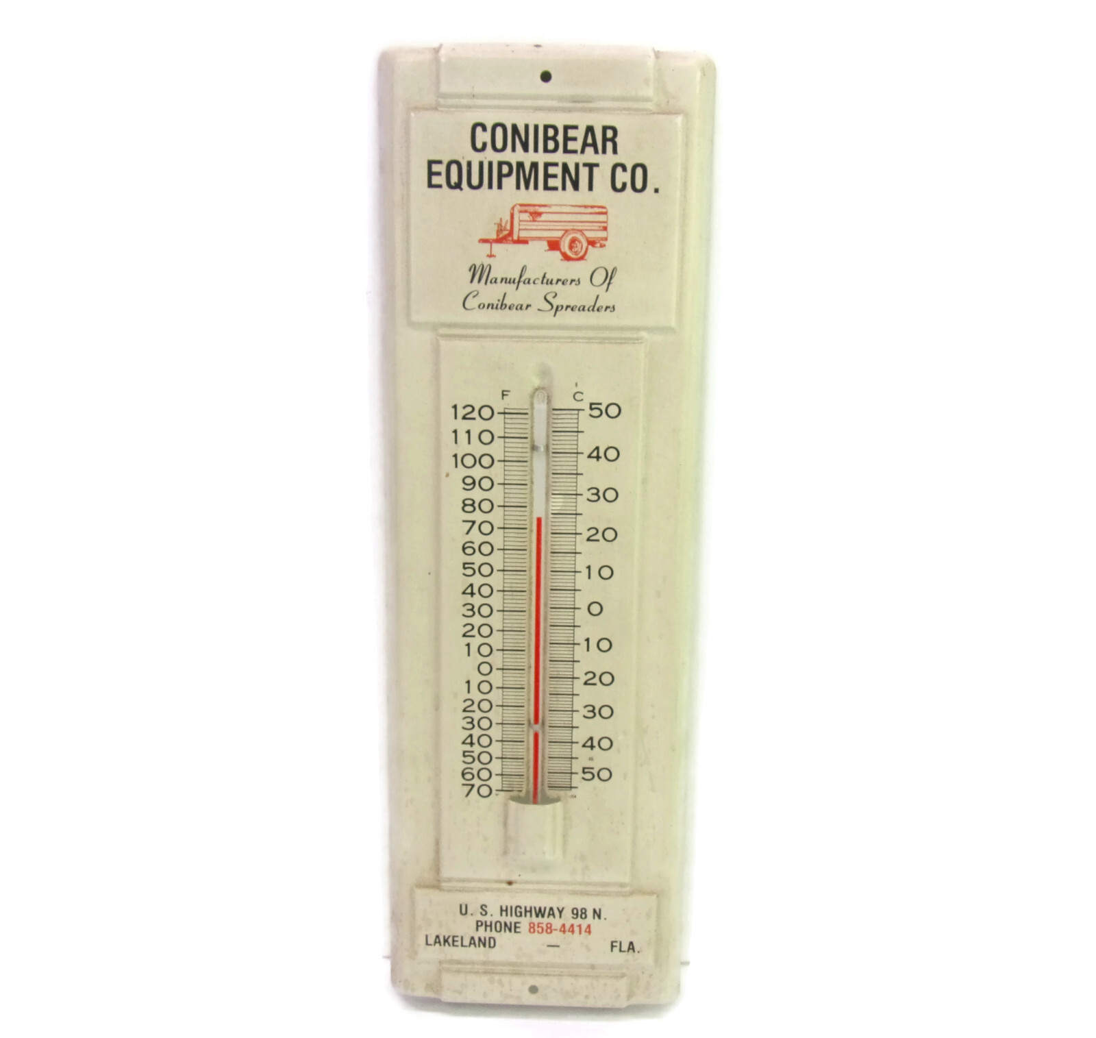 Vintage 14 inch Metal Conibear Equipment Thermometer Agricultural Spreaders