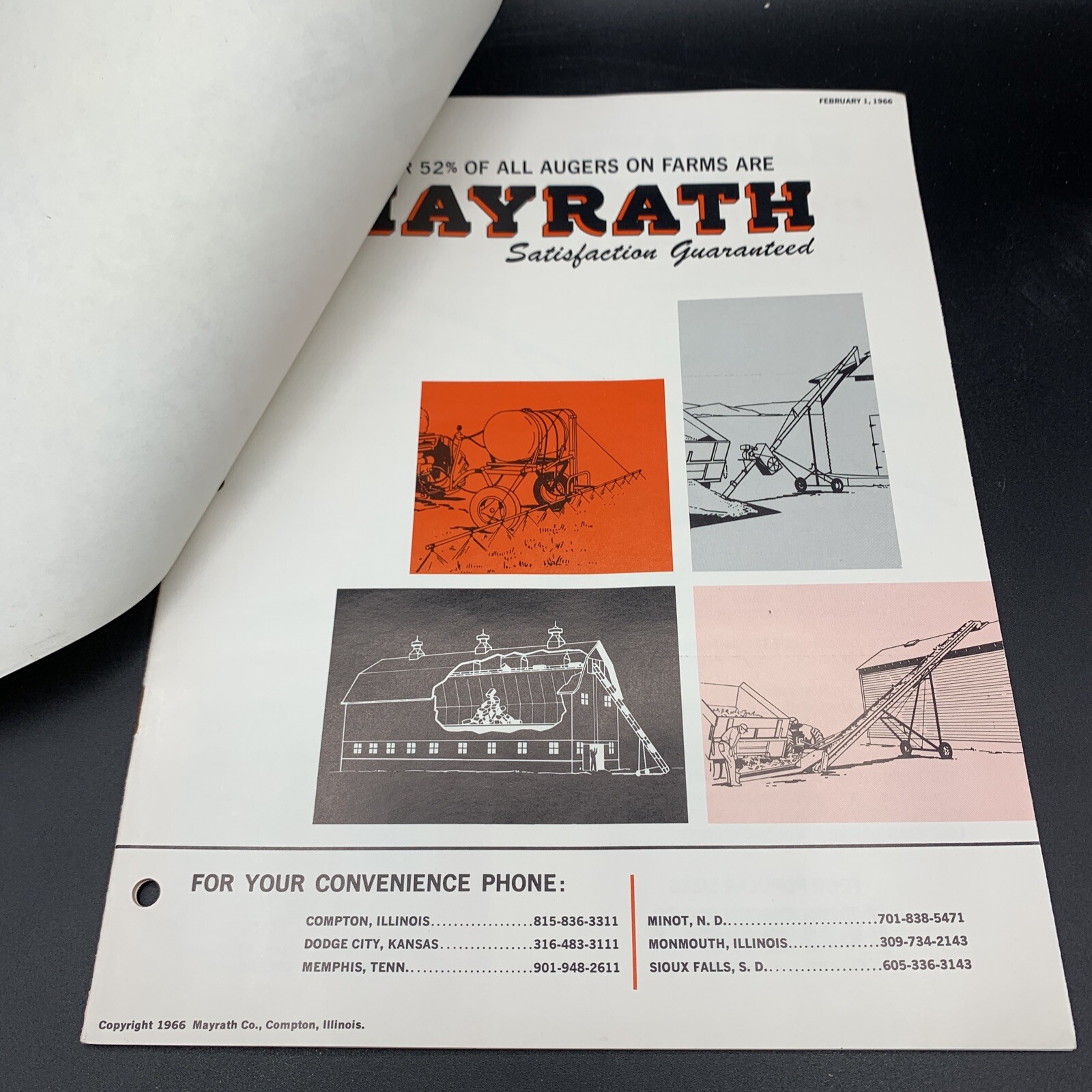Original 1966 Mayrath Company Farm Equipment Brochure-W/Cover Sheet Compton IL