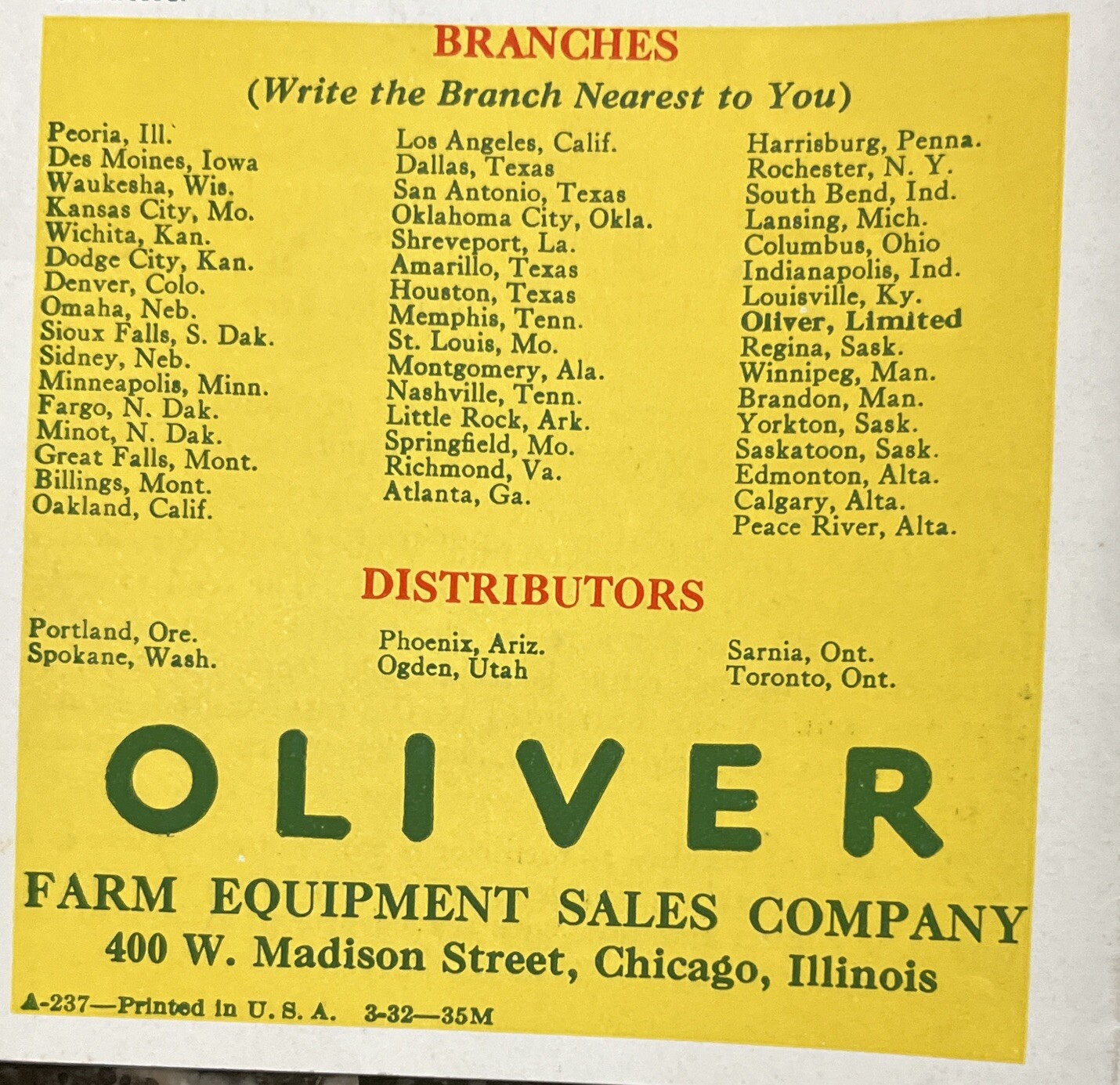 1932 Oliver Superior Spreader Specifications Agricultural Sales Brochure