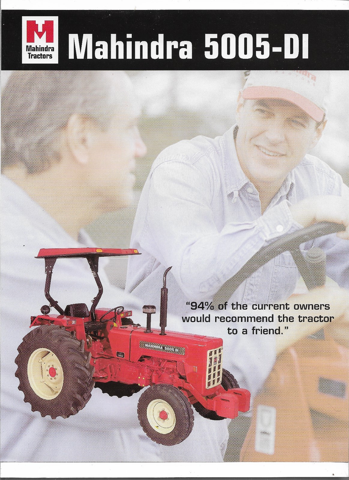 Original Mahindra Model 5005 DI Tractor Sales Brochure Spec Specifications Sheet