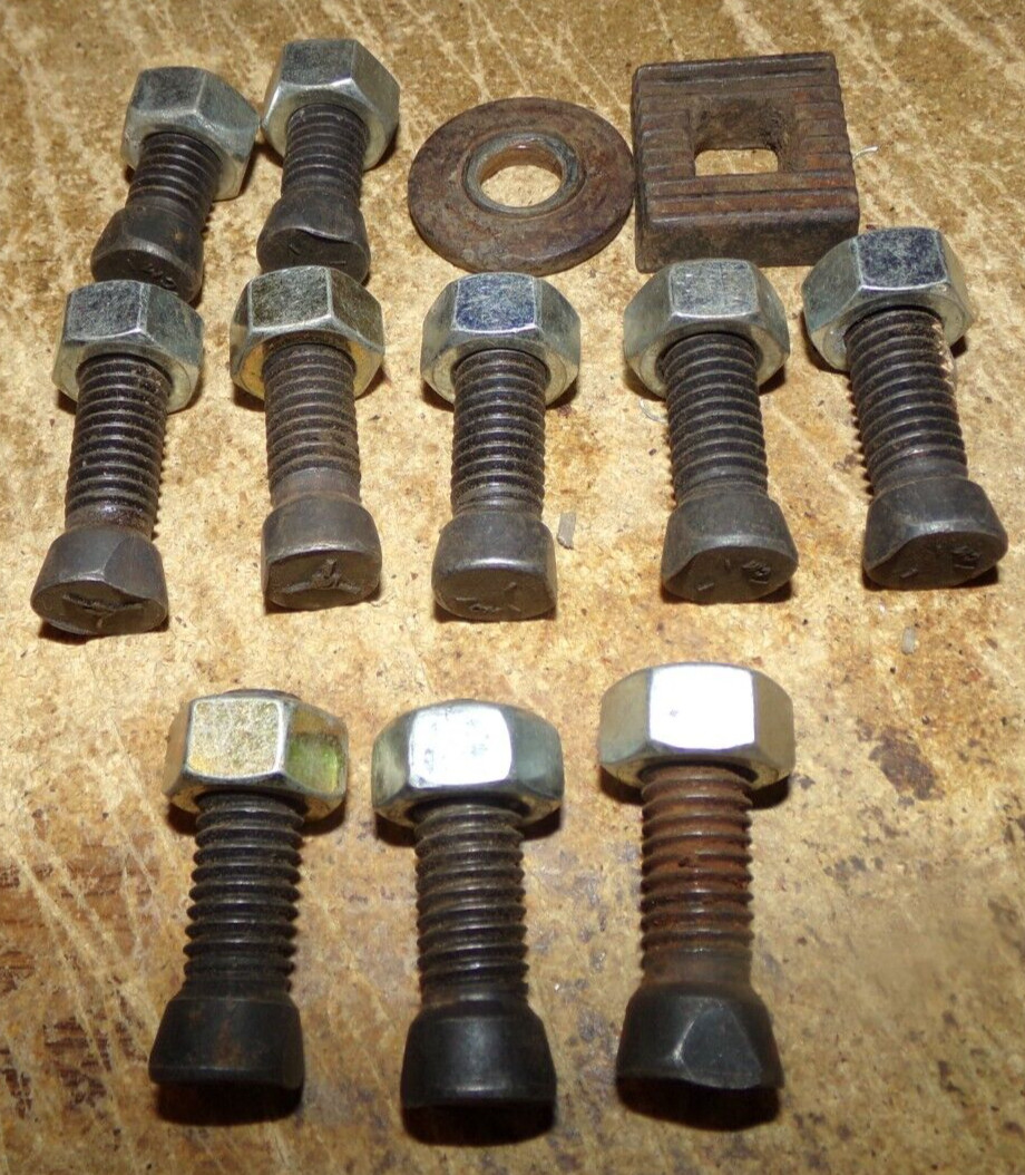 12-lot vintage assorted size cultivator shovel bolts + spacers good used