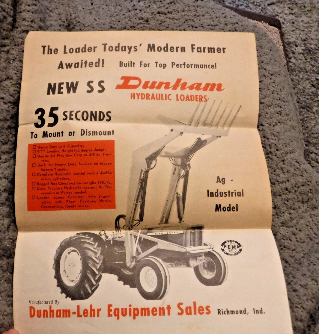 DUNHAM HYDRAULIC LOADERS 1966 FARMER AG DUNHAM-LEHR EQUIPMENT SALES