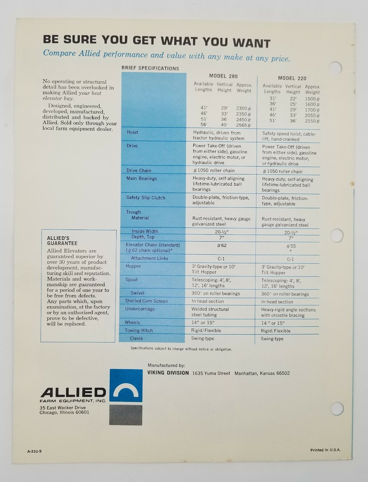 Vintage Allied Extra Reach Elevators Chicago Sales & Dealer Advertising Brochure