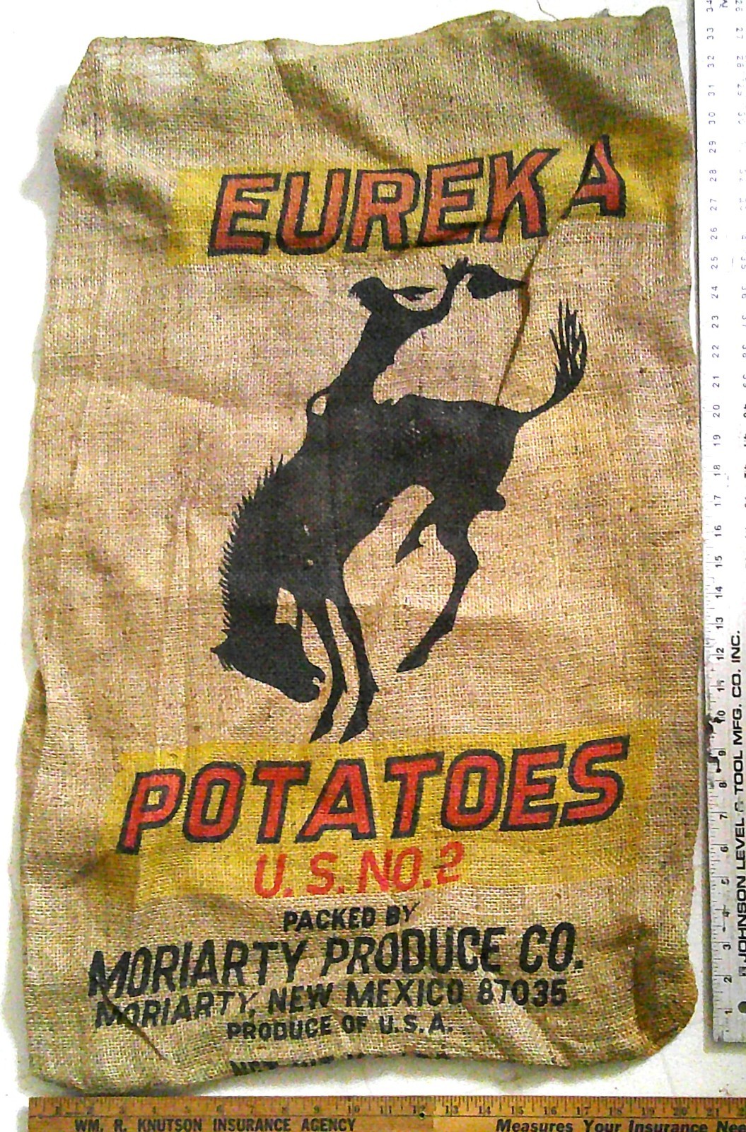 eureka potato bag vintage burlap collectible gunny sack moriarty nm memorabilia