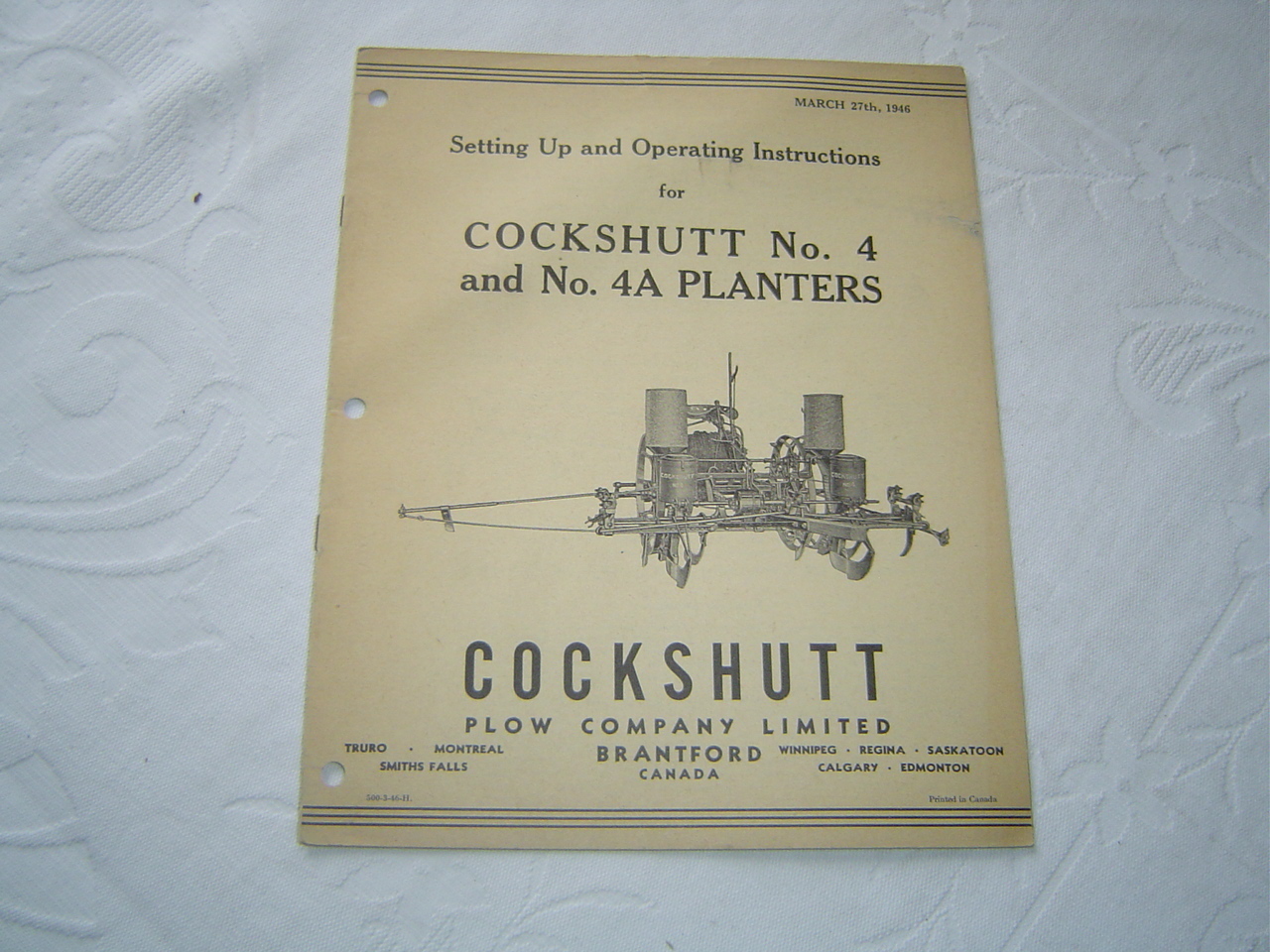 Cockshutt no. 4 4A planters operator&rsquo;s and set up instruction manual