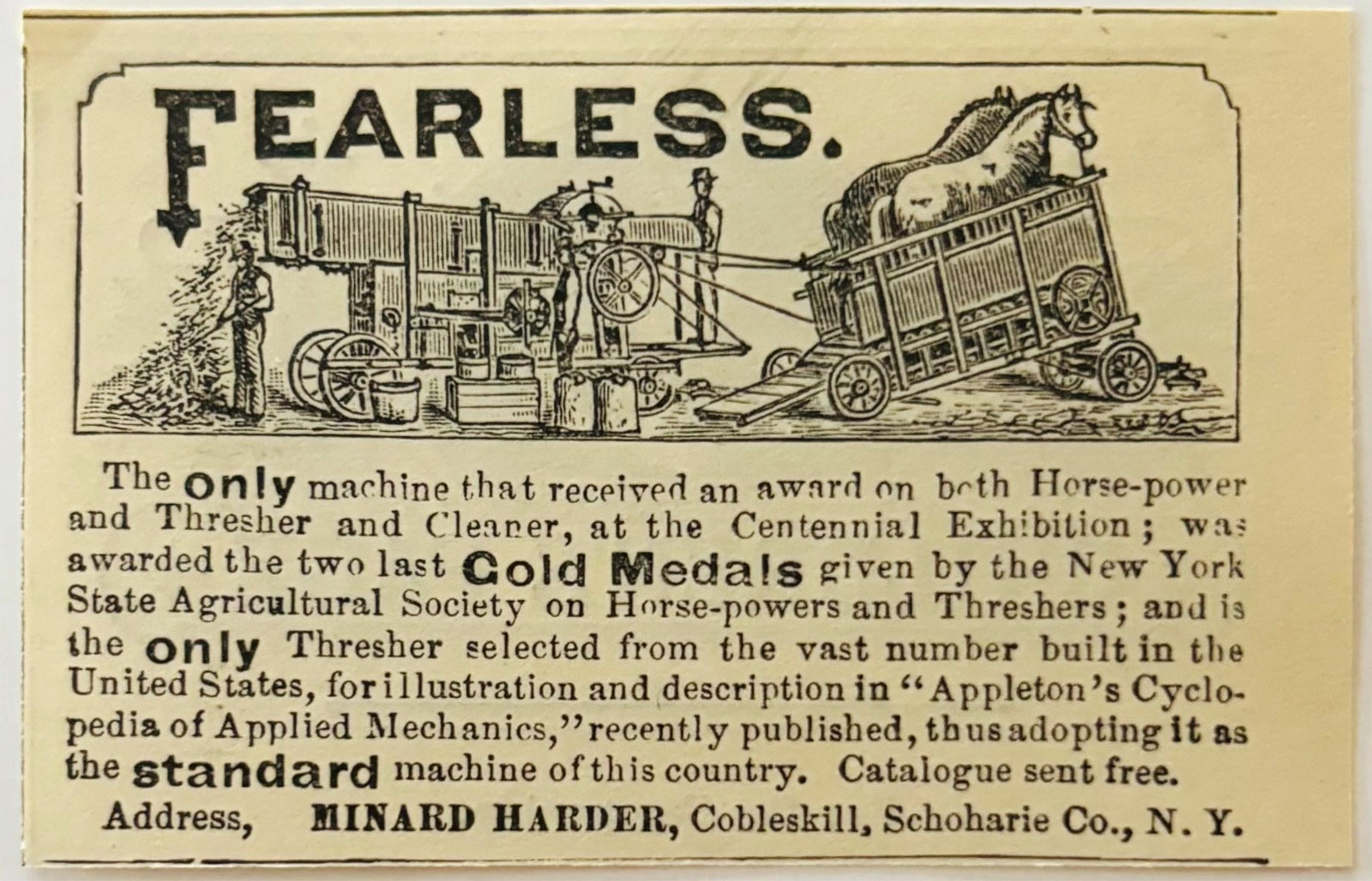1886 Minard Harder Thresher NY Advertisement Victorian Agriculture DWKK27F