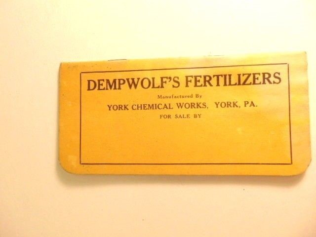 circa 1937 Dempwolf&rsquo;s Fertilizers notebook, York Chemical Works, York, PA