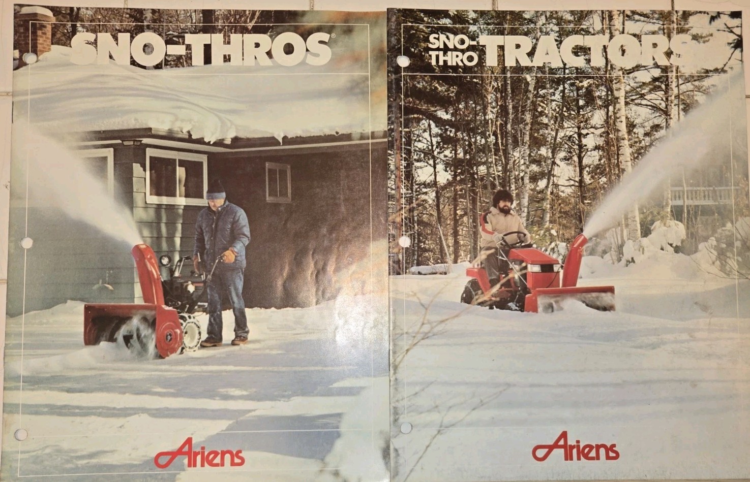 2 1983 ARIENS DEALERSHIP ADVERTISING BROCHURES SNO-THRO TRACTORS & SNO-THROS