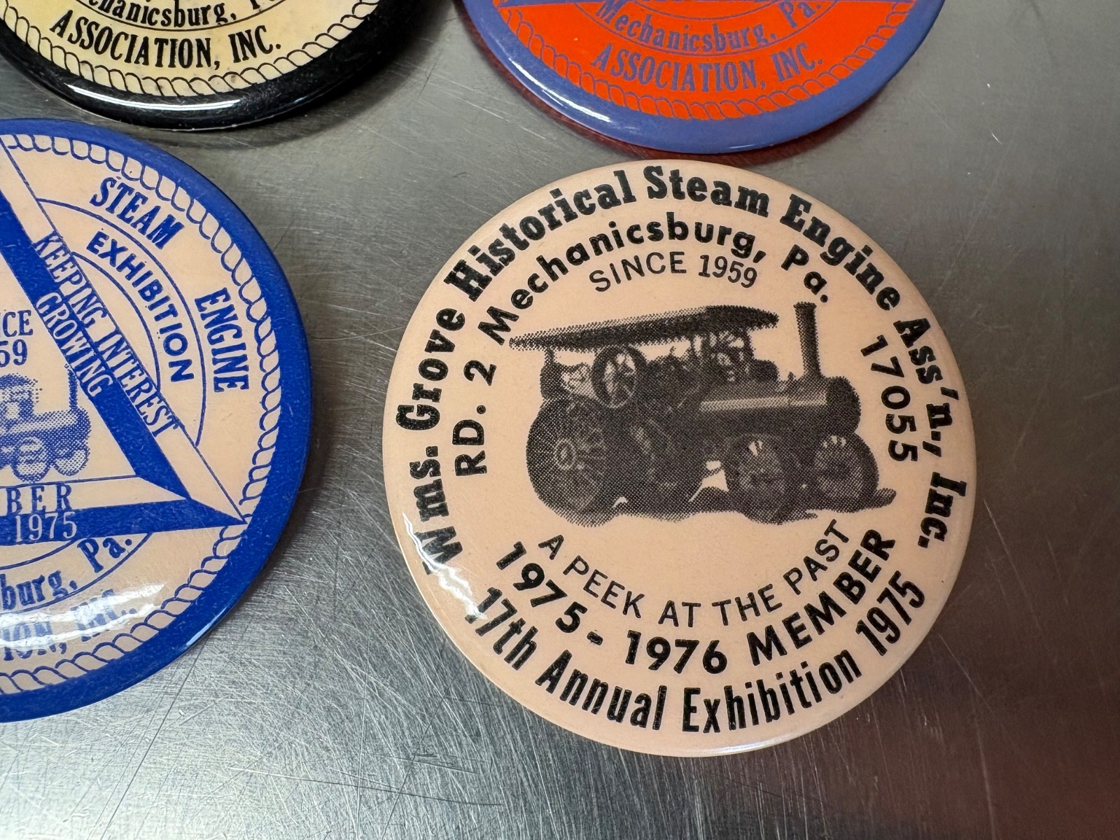 Lot of Vintage Williams Grove Steam Engine Association Pins 1966-1976