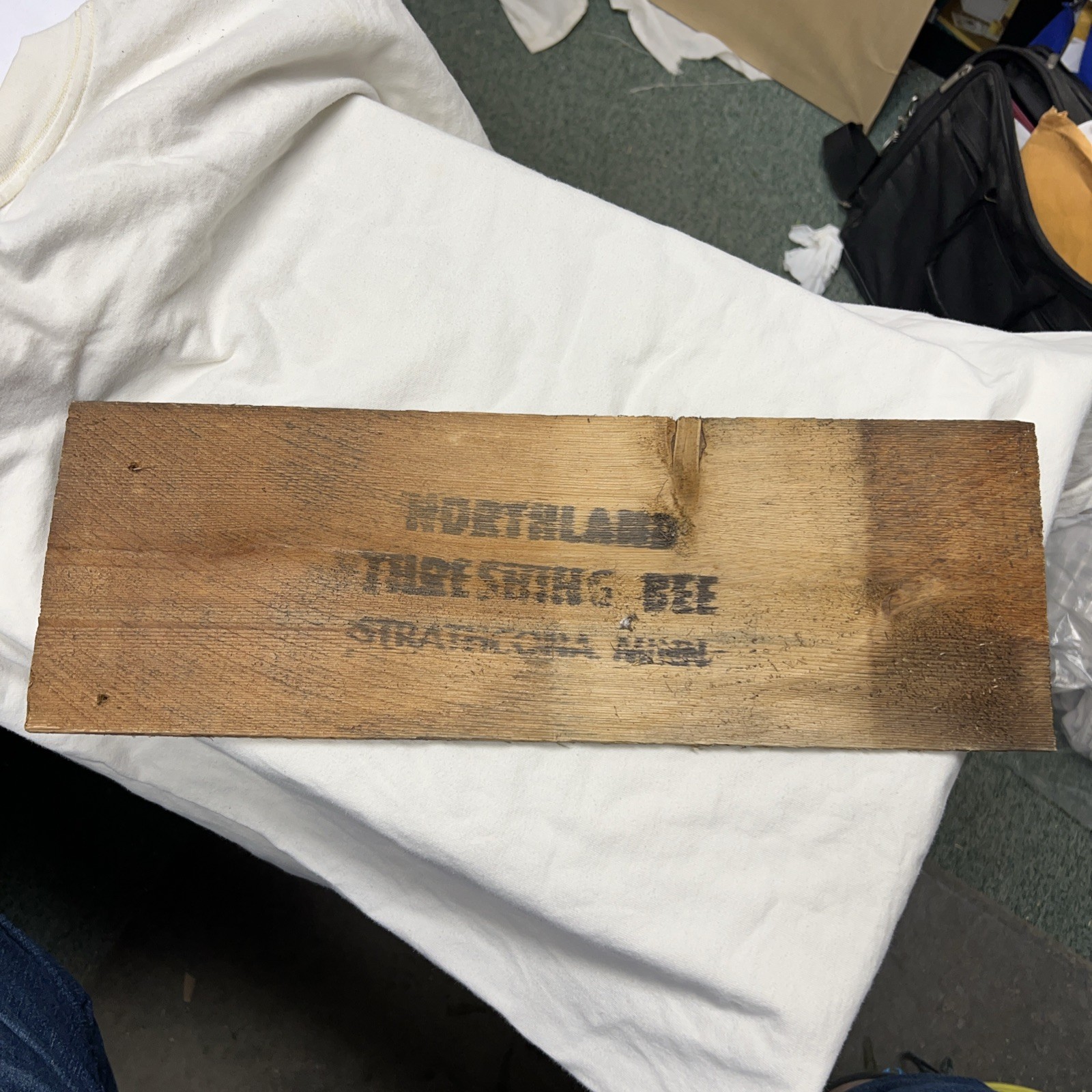 Vintage Strathcona MN Minn Northland Threshing Bee Wood Sign Farming Agriculture