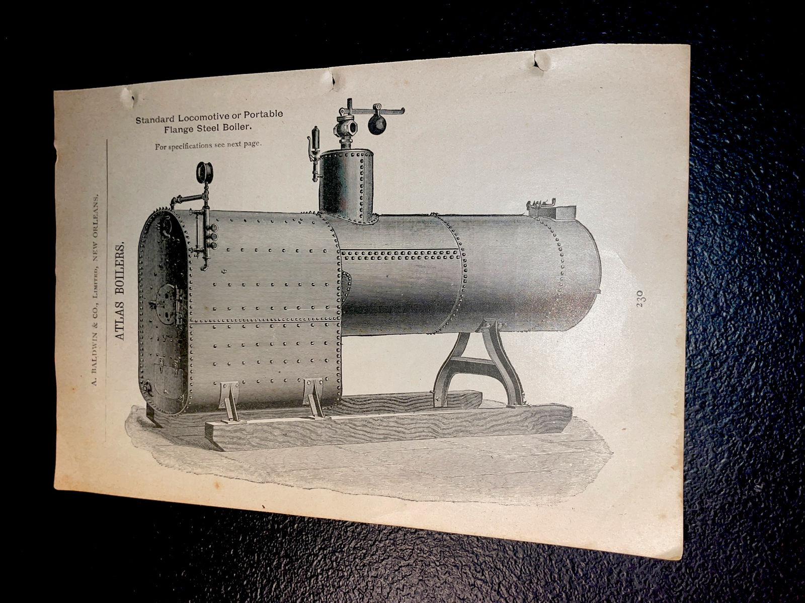 1891 Baldwin – Atlas Boiler – Farm Advertising – New Orleans