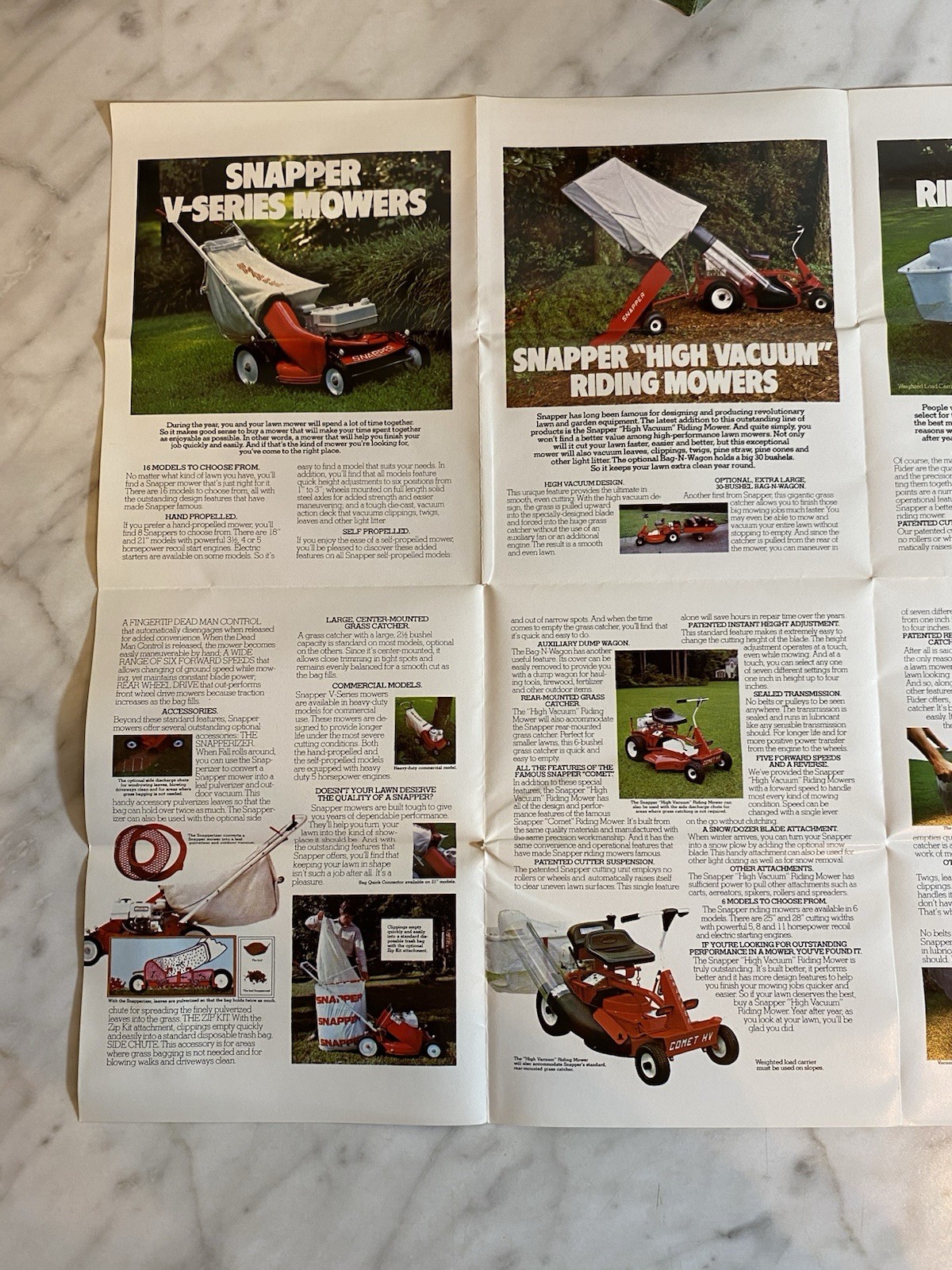 1970s-80s Snapper Lawn Mower & Tiller Original Advertising Foldout Brochure