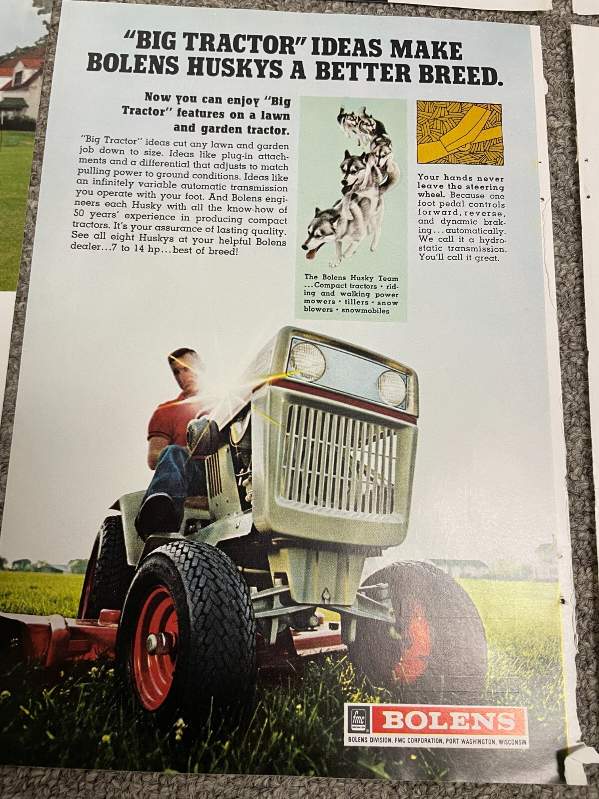 Bolens Print Ads Lot of 8 – 1960s 70s – 10 x 7 – Riding Lawn Mowers – Palmer