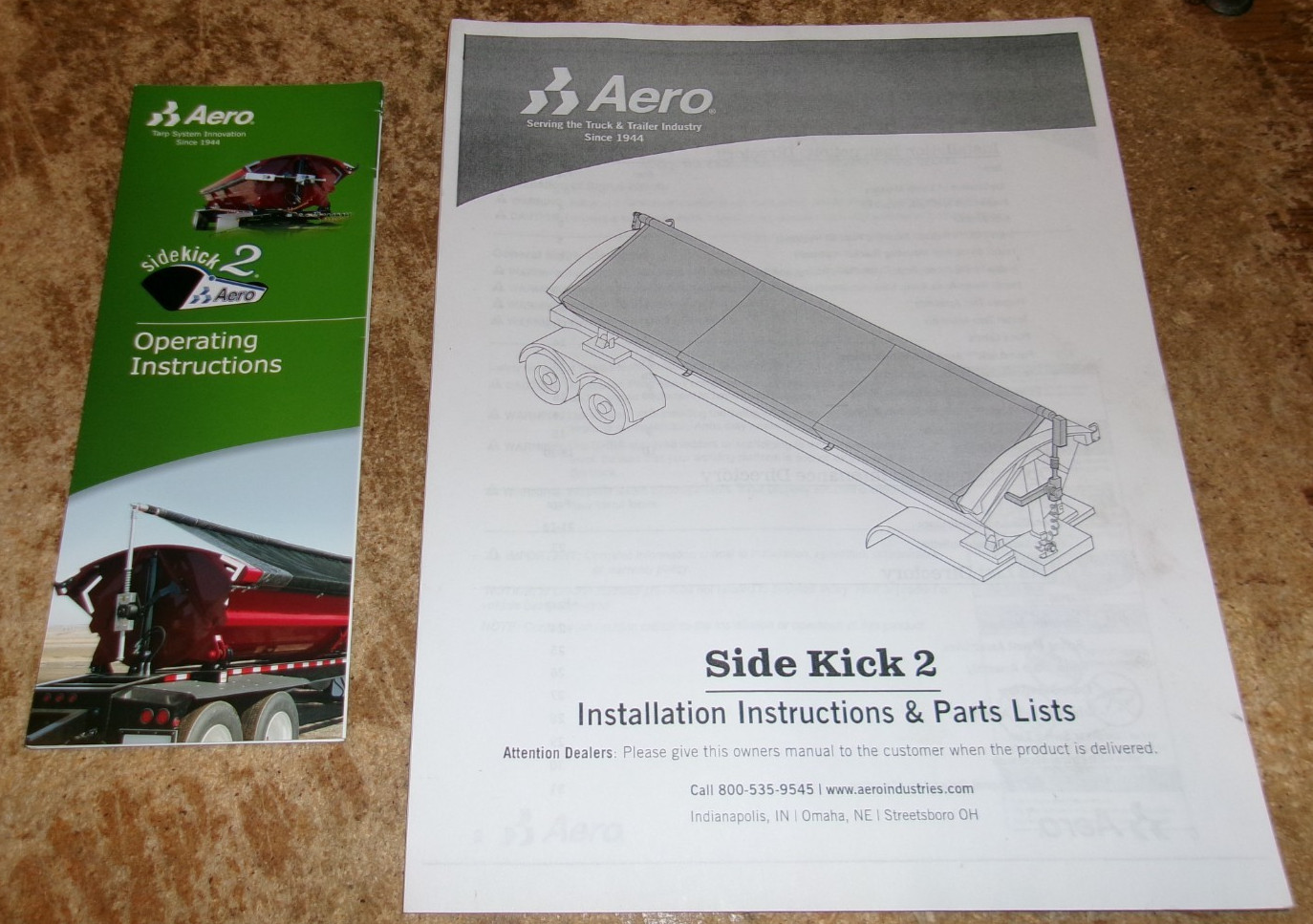 2-lot 2014 side kick 2 tarp installation instructions/parts list very good used