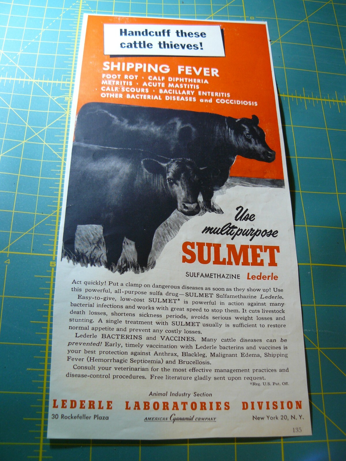 The FARM QUARTERLY – Autumn 1953 – SULMET – USE MULTI-PURPOSE FOR DISEASE NY, NY