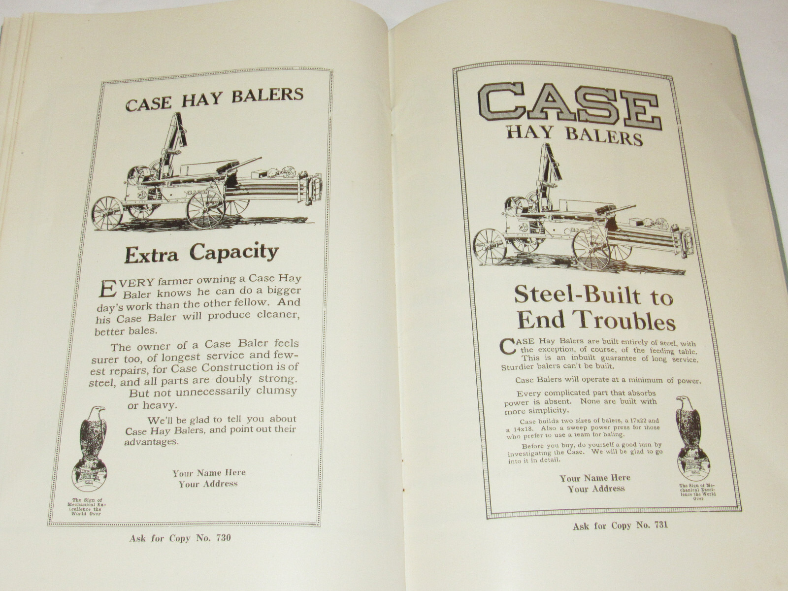 VINTAGE 1918 JI CASE DEALER READY-MADE ADS CATALOG! TRACTORS/THRESHERS/HAY BALER