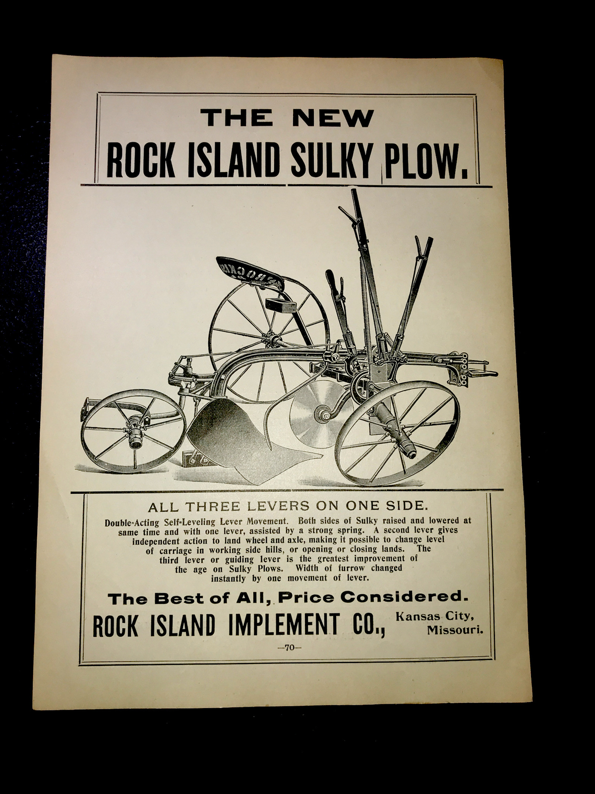 1898 Rock Island Plow Farm Advertising – Kansas City – Missouri