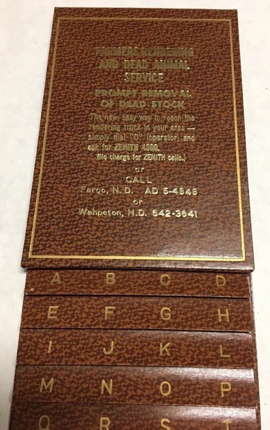 Vtg Farmers Rendering And Dead Animal Service Fargo North Dakota Advertising ND